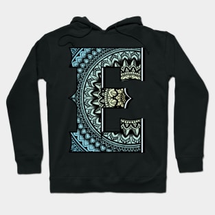 Mandala with alphabet E. Hoodie